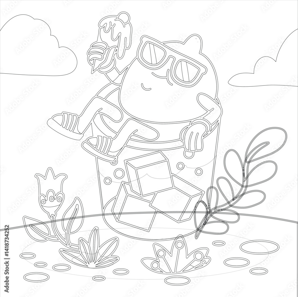 hand drawn cartoon coloring book illustration hand drawn cartoon coloring book illustration