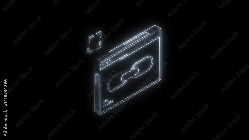 Glowing neon web link icon 4k isolated on black background. HD Video motion graphic animation Glowing neon web link icon 4k isolated on black background. HD Video motion graphic animation