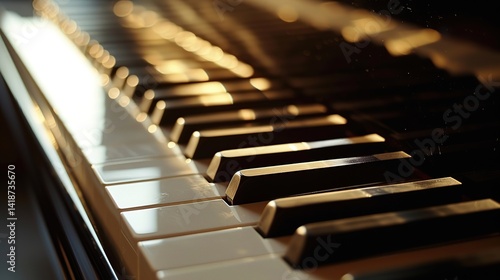 Wallpaper Mural Close-up of a Piano Keyboard with Warm Light Torontodigital.ca