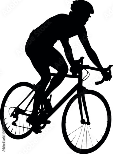 Silhouette of a Cyclist Riding Bike, Black and White, Sport, Fitness, and Exercise
