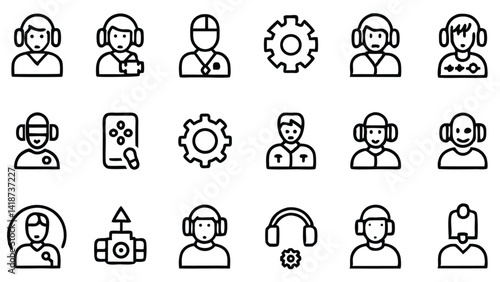 Collection of Support, Technical, and Gamer Icons