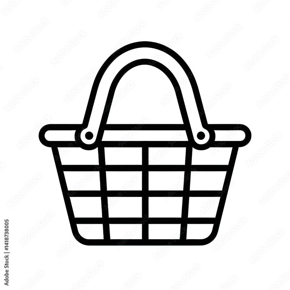 A simple shopping basket icon, symbolizing online shopping and retail, set against a transparent background for versatile graphic use , isolated on white or transparent png A simple shopping basket icon, symbolizing online shopping and retail, set against a transparent background for versatile graphic use , isolated on white or transparent png