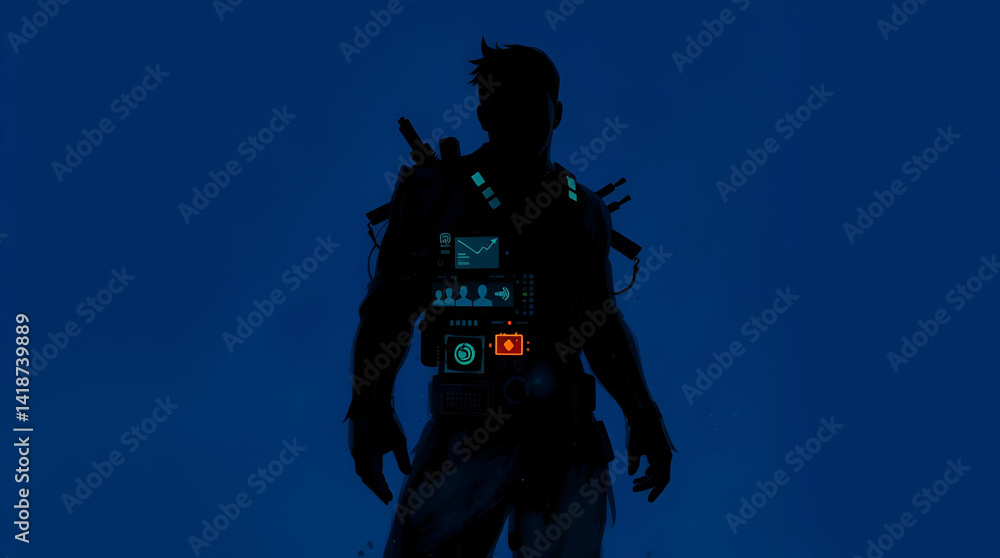 Fototapeta premium Human With Different Types of Modern Technologies, Digital Transformation Technologies, Generative Ai