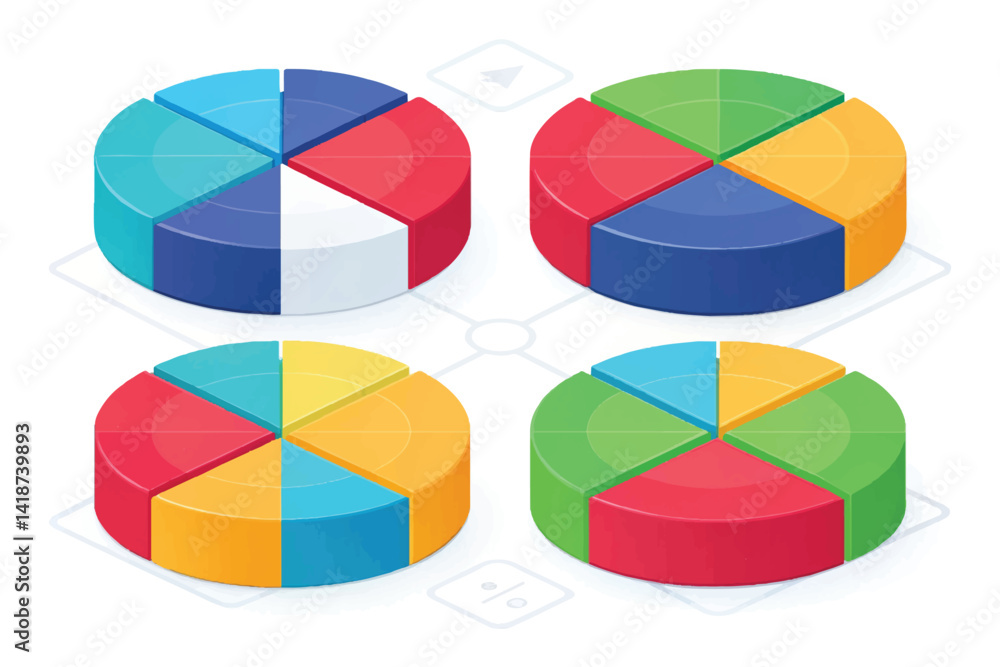 Obraz premium 3d pie chart with different colors