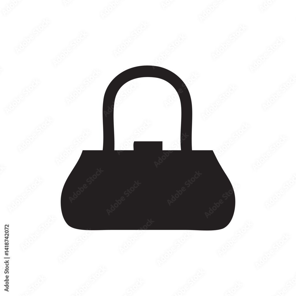 Simple Black Handbag Silhouette Icon Minimalist Fashion Accessory Vector Graphic