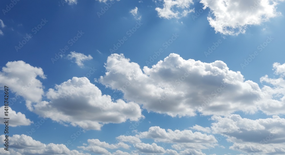 Fototapeta premium Scattered Cumulus Clouds in Bright Blue Sky on a Clear Day