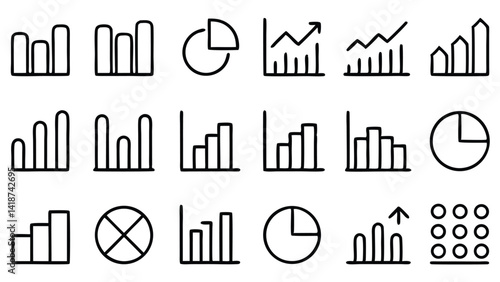 Hand Drawn Chart Icons Set for Business Presentation