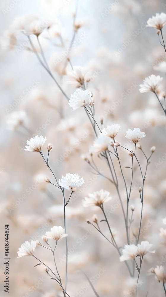Delicate white flowers, soft focus, muted tones. Delicate white flowers, soft focus, muted tones.