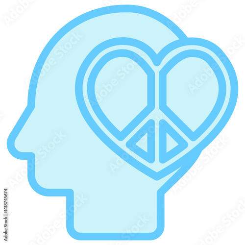 Peaceful Mind blue color, mini illustration icon, related to relaxation, spa, wellness and more. Vector EPS 10 for modern concept, print, UI, UX kit, web and app development