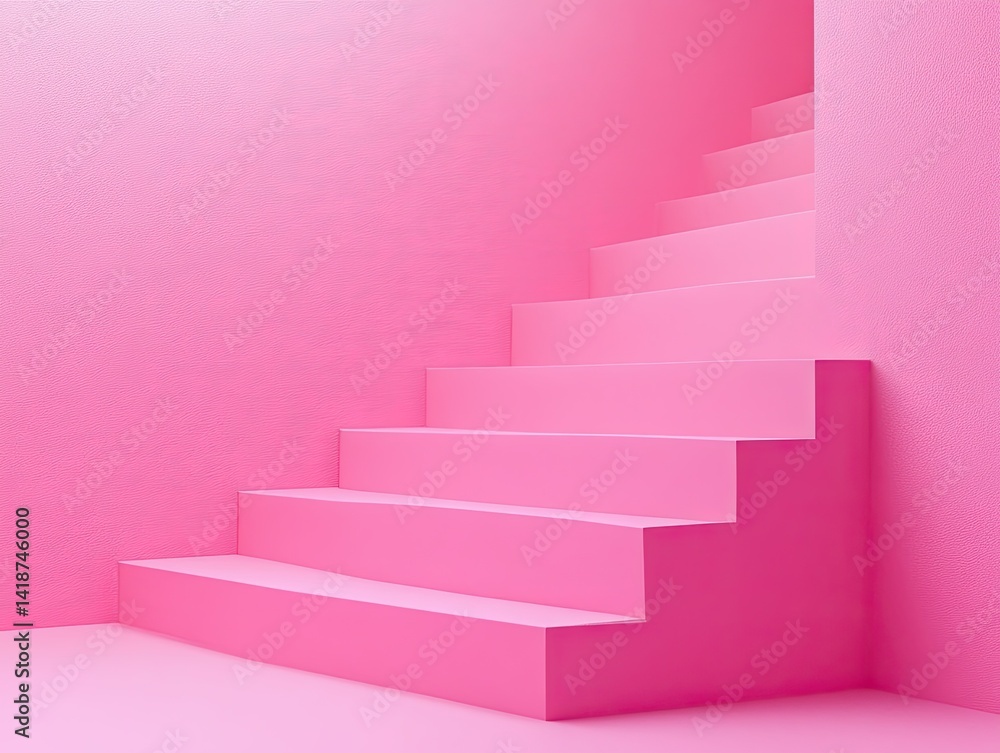 Pink Stairs Against a Textured Pink Wall Pink Stairs Against a Textured Pink Wall