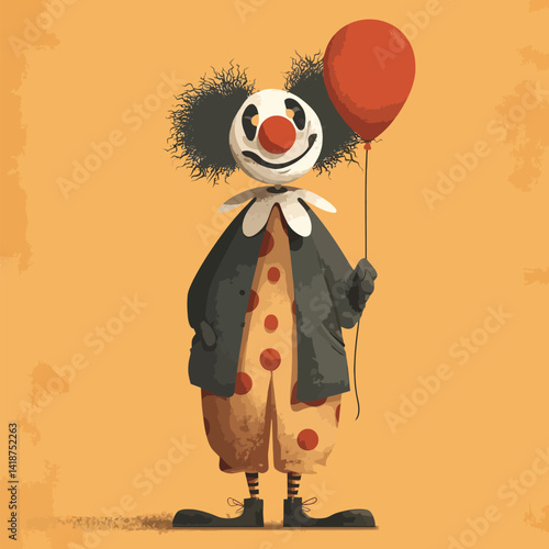 An angry clown grinning with an evil, unsettling smile.  Adobe illustration artwork