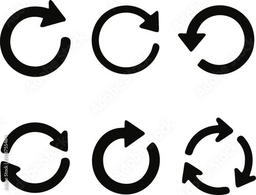 Retry Icon Set – Minimal Silhouette Vector Refresh Arrows