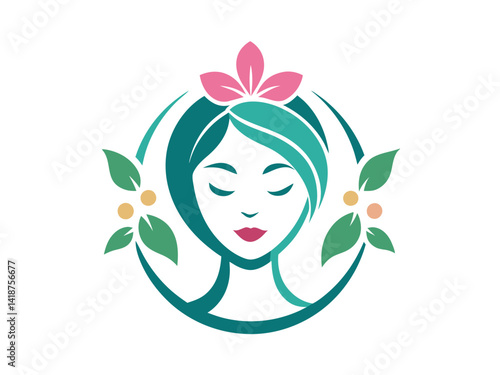 A beautiful woman with floral hair holds spring flowers, a vector illustration of feminine beauty in a nature-inspired design