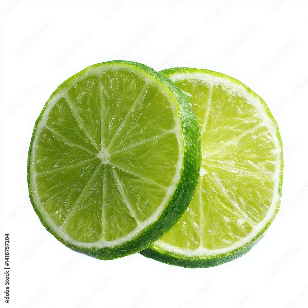 Lime slices close up studio shot on white background Lime slices close up studio shot on white background