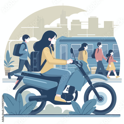 vector image of a person riding a cross motorbike