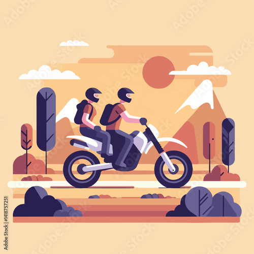 vector image of a person riding a cross motorbike