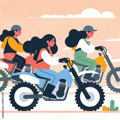 vector image of a person riding a cross motorbike