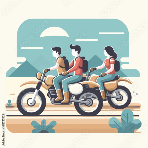vector image of a person riding a cross motorbike