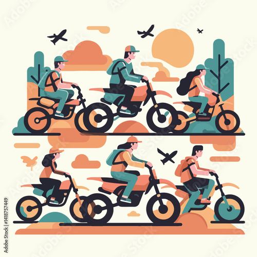 vector image of a person riding a cross motorbike