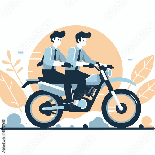 vector image of a person riding a cross motorbike