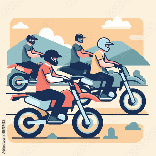 vector image of a person riding a cross motorbike