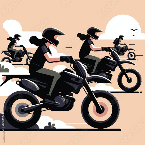 vector image of a person riding a cross motorbike
