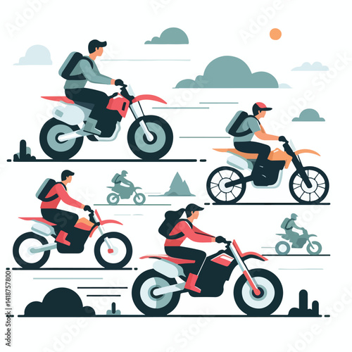 vector image of a person riding a cross motorbike