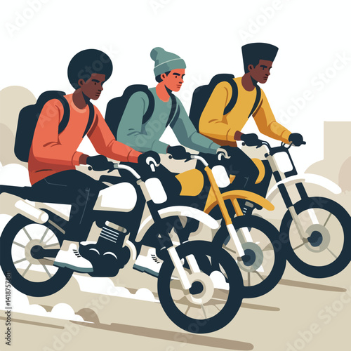 vector image of a person riding a cross motorbike