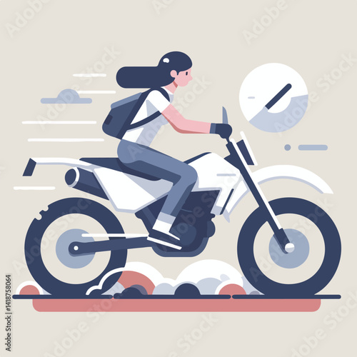 vector image of a person riding a cross motorbike
