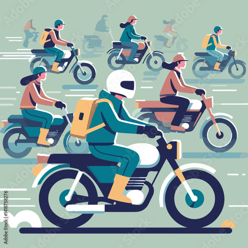 vector image of a person riding a cross motorbike