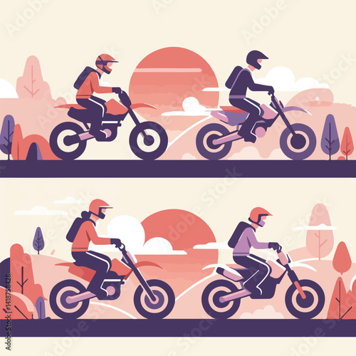 vector image of a person riding a cross motorbike