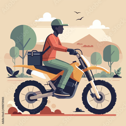 vector image of a person riding a cross motorbike