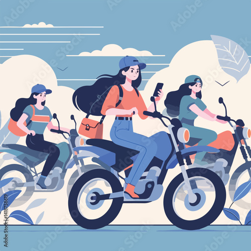vector image of a person riding a cross motorbike