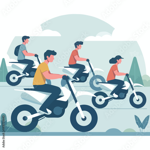 vector image of a person riding a cross motorbike
