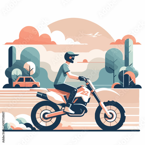 vector image of a person riding a cross motorbike