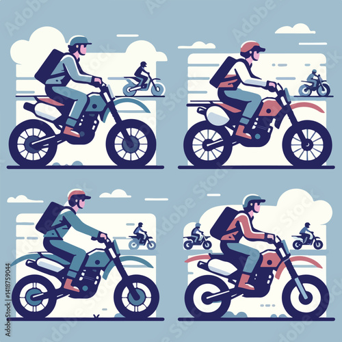 vector image of a person riding a cross motorbike
