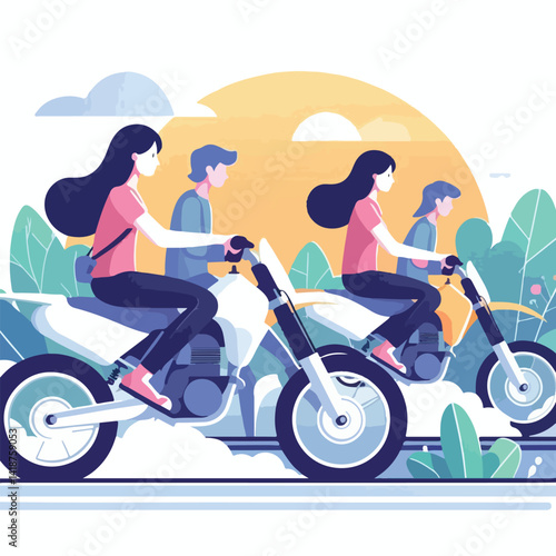 vector image of a person riding a cross motorbike