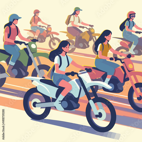 vector image of a person riding a cross motorbike