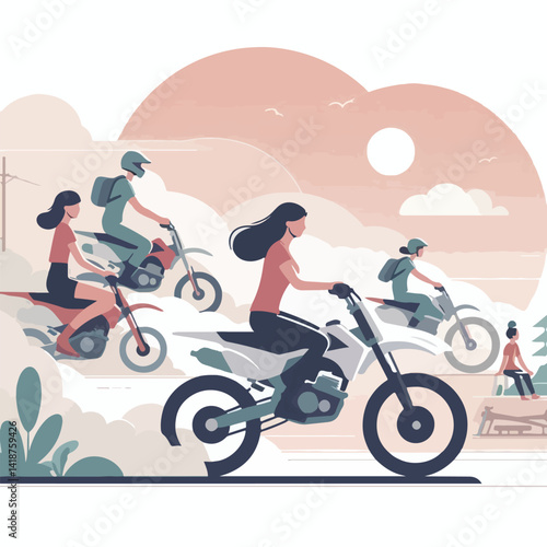 vector image of a person riding a cross motorbike