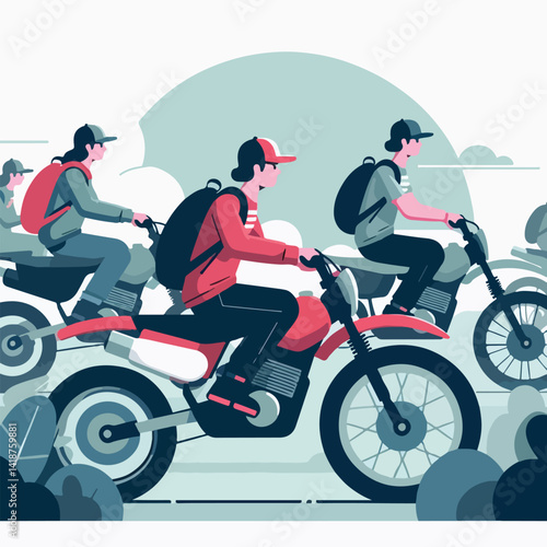 vector image of a person riding a cross motorbike