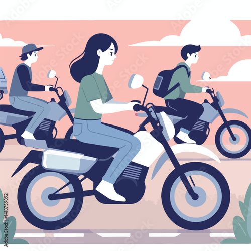 vector image of a person riding a cross motorbike