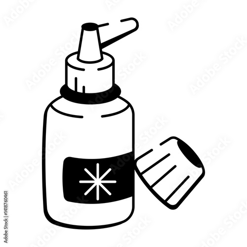 Nasal spray icon in hand drawn style 