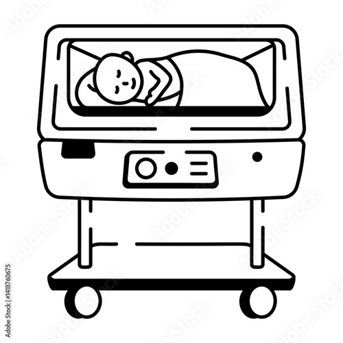 A hand drawn icon of a baby incubator 
