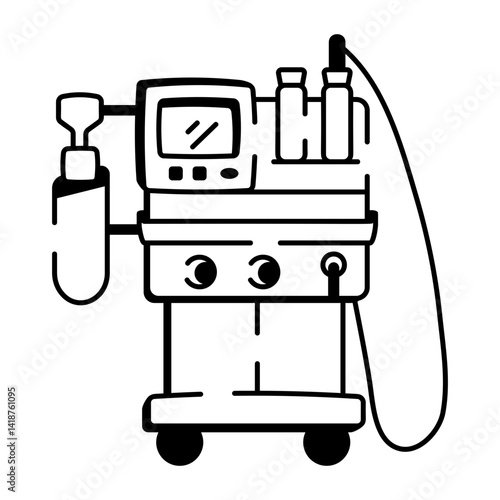 A doodle style icon of a cardiopulmonary machine 
