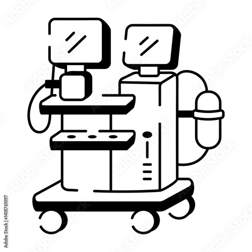 A hand drawn icon of an anesthesia machine 
