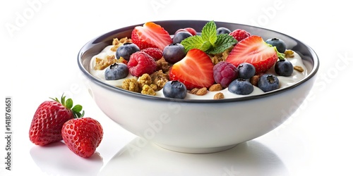 Surreal Yogurt Granola Bowl: Dreamy Berry Breakfast Photography