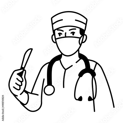 Wallpaper Mural A doodle style icon of an surgical expert
 Torontodigital.ca