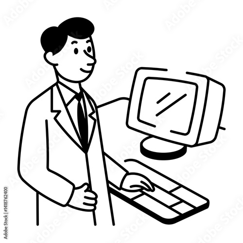 A hand drawn style icon of a radiologist 
