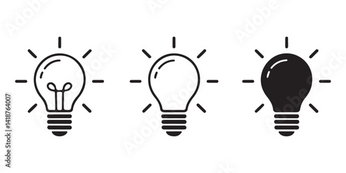 Set of Idea lamp icon collection - line art Lamp icon set.