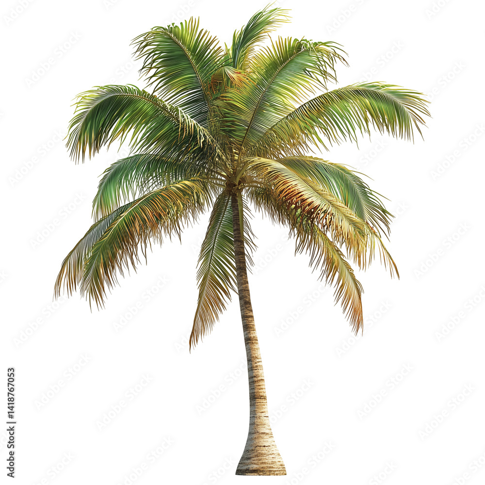 Fototapeta premium Tropical palm tree nature summer vacation paradise isolated on transparent background png
